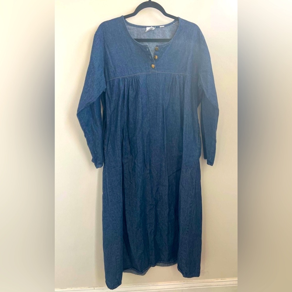 M170 // Vtg 90s East Essence Denim Maxi // BOHO Prairie Western Cottage // L